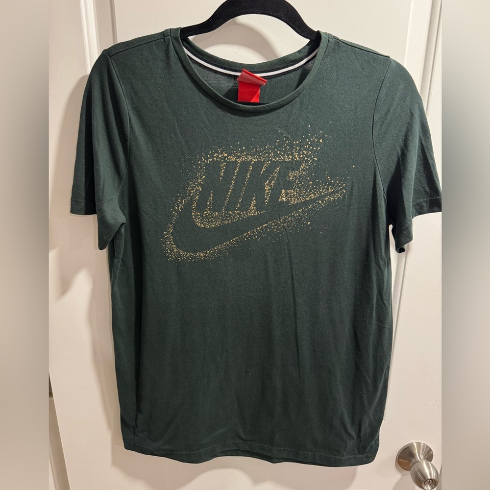 Nike Forest Green Tee with Sparkling Gold Logo